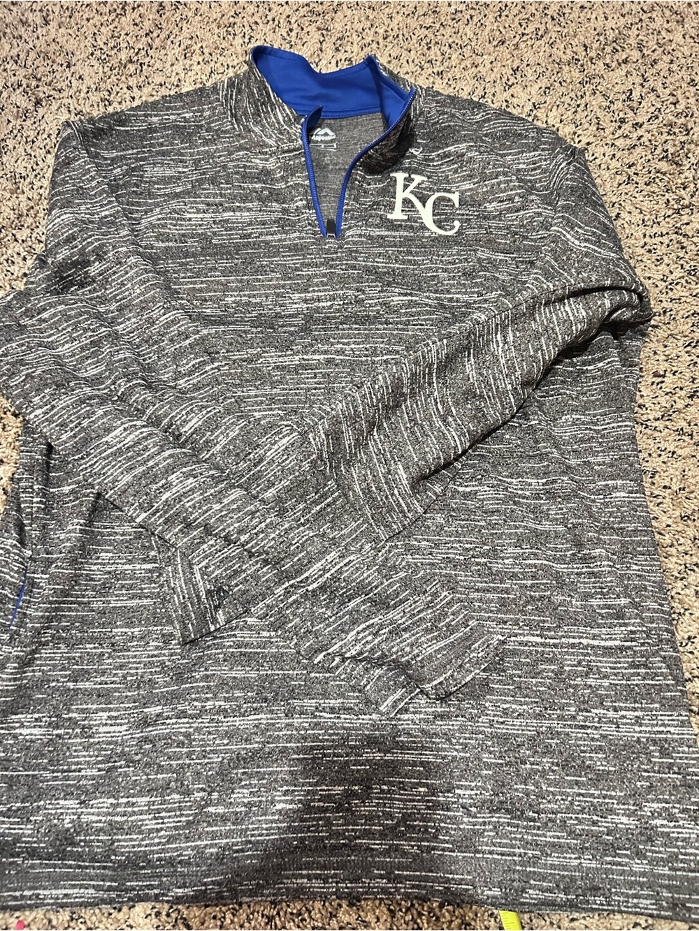 Kansas City Royals Majestic 1/4 Zip Pullover Jacket Royal Blue Size L